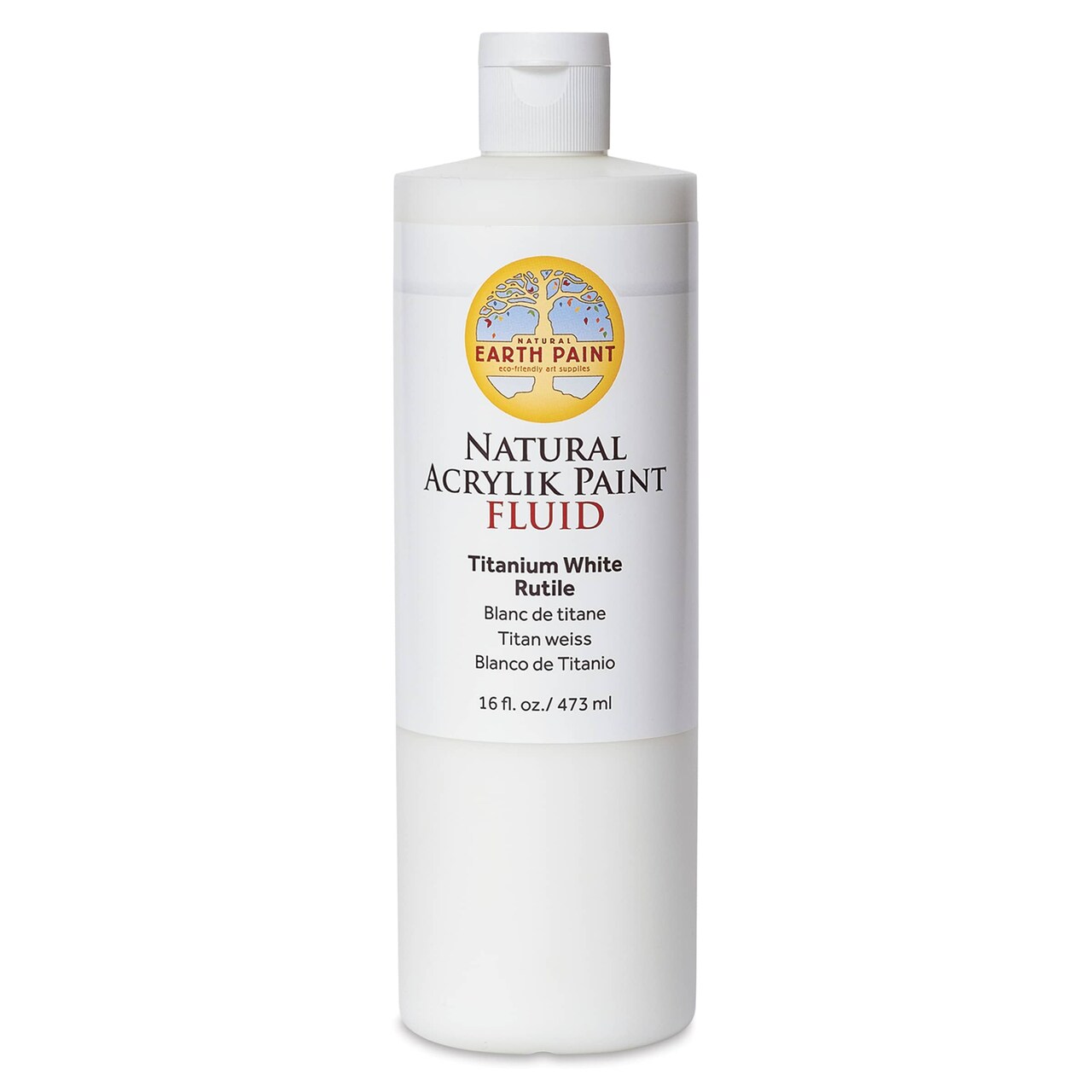 Natural Earth Paint Natural Fluid Acrylik Paint - Titanium White Rutile, 473 ml